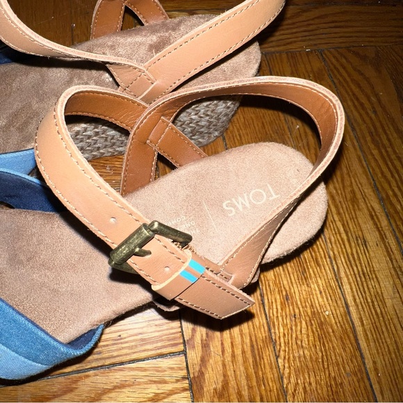 Toms Womens Willow Suede Strappy Wedge Sandals Denim - Picture 7 of 9